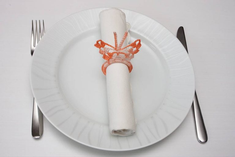 Orange crochet napkin rings Home&Soul