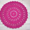 fuchsia pink crochet doily rug