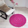 fuchsia pink crochet doily rug