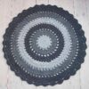 Grey striped crochet doily rug