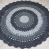 Grey striped crochet doily rug