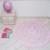 Light pink crochet doily rug