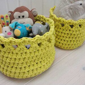 kiwi green crochet baskets