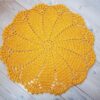 Yellow crochet doily rug