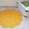 Yellow crochet doily rug