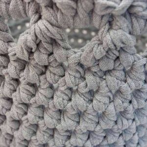 light grey crochet baskets