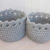 light grey crochet baskets