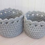 light grey crochet baskets