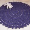 Purple round crochet doily rug