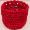 red crochet basket