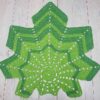 Green leaf shaped  crochet doily rug