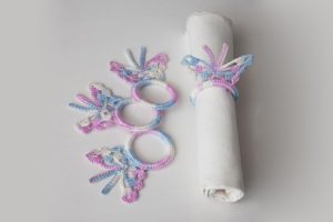 Pink-blue-white napkin rings