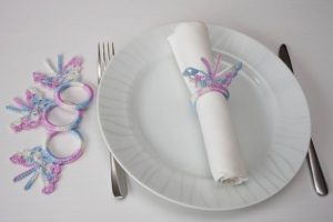 Pink-blue-white napkin rings