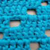 blue rectangular crochet doily rug