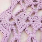 Lilac crochet cotton doily rug