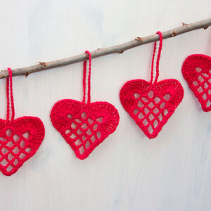 crochet red heart decorations