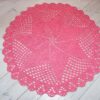 salmon pink crochet doily rug