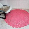 salmon pink crochet doily rug