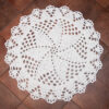 White crochet lace doily rug