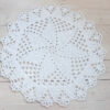 White crochet lace doily rug