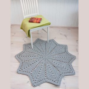 light grey star shaped crochet doily rug