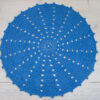 blue crochet round doily rug