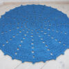 blue crochet round doily rug