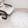 white crochet lace rug