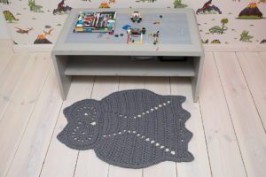 Grey owl shaped rug