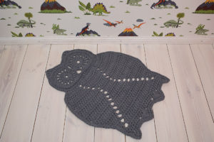 Grey owl shaped rug