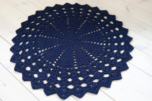 navy blue crochet doily rug