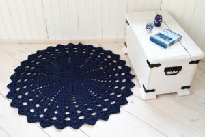 navy blue crochet doily rug