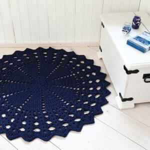 navy blue crochet doily rug