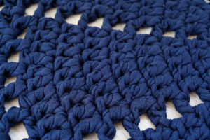 navy blue crochet doily rug