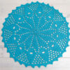 Turquoise blue crochet doily rug