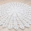 pure white crochet lace rug