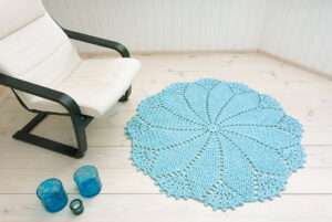 Mint green crochet doily rug