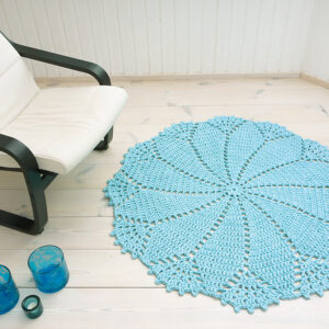 Mint green crochet doily rug