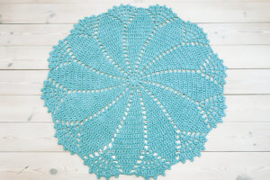 Mint green crochet doily rug