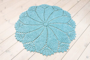 Mint green crochet doily rug