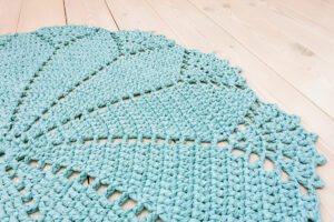 Mint green crochet doily rug