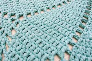 Mint green crochet doily rug
