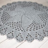 Light grey crochet doily rug