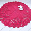 dark pink crochet doily rug