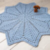 light blue star shaped crochet doily rug